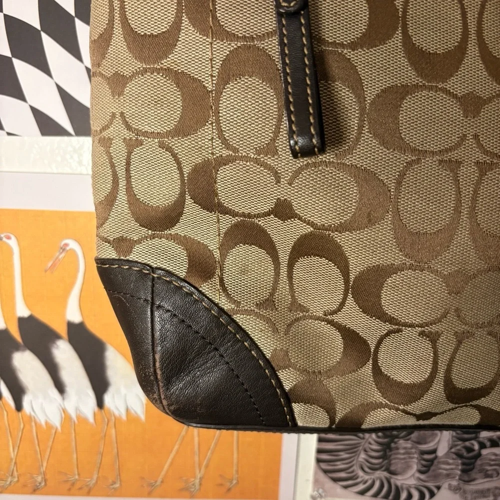 Coach Signature Jacquard Crossbody in Brown & Chocolate Leather